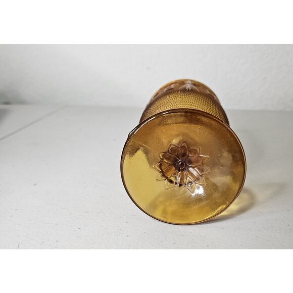 Vintage Amber Indiana Glass Tiara Pedestal 6oz Drinking Goblet Tumbler 5.5" Tall - Picture 8 of 8